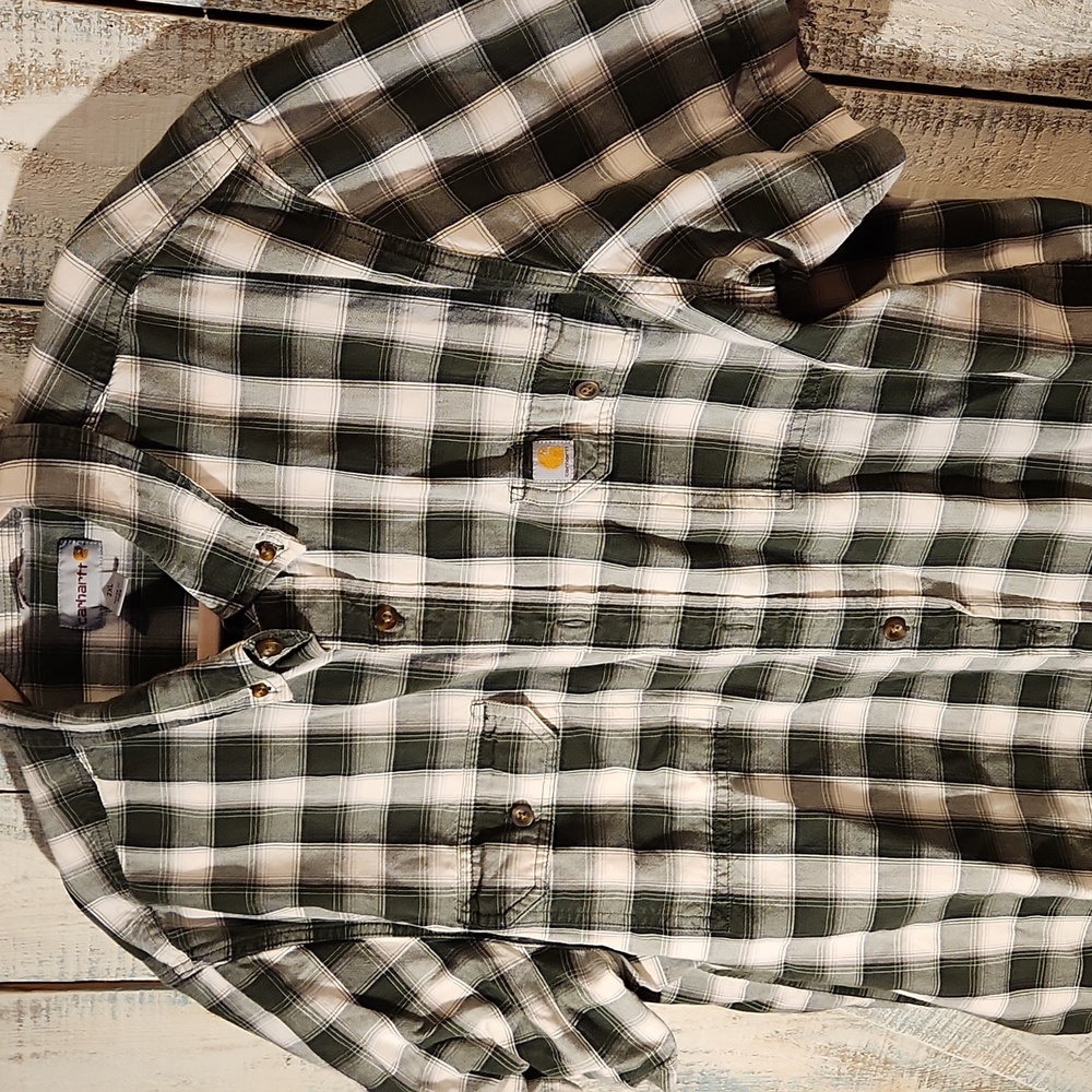 Carhartt Men's Green Plaid Shirt 2xl
